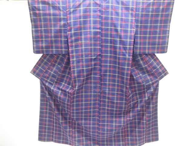 JAPANESE KIMONO / KIMONO ENSEMBLE / SILK / YONEZAWA TSUMUGI / WOVEN GRID
